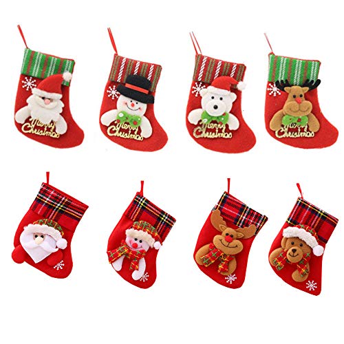 Amasawa 8 Stück Weihnachtsstrümpfe Socken Weihnachtsdeko Weihnachten Bestecktasche Besteckhalter Weihnachtsbaumschmuck Tischdekoration von Amasawa