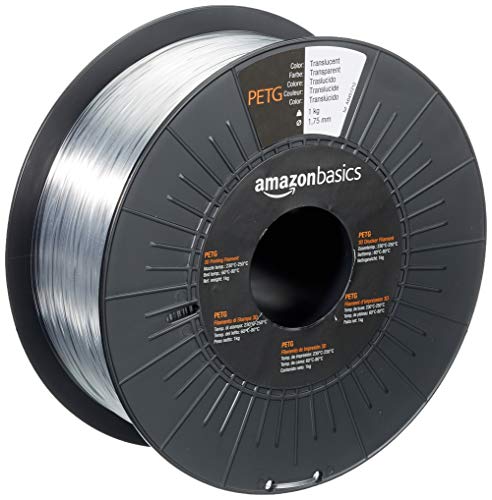 Amazon Basics 3D-Drucker-Filament aus PETG-Kunststoff, 1.75 mm, durchscheinend, 1-kg-Spule von Amazon Basics