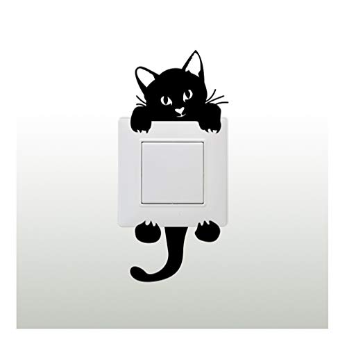 Ambiance Süsse baumelnde Katze Wandsticker Wandtattoo Wandaufkleber - Schwarz - 13 x 8 cm von Ambiance Sticker