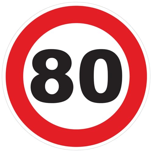 Aufkleber Geschwindigkeitsbegrenzung für Busse, Kreis, Rot – Traktor, Schwergewicht, Geschwindigkeitsbegrenzung, LKW, 80 km/h, selbstklebend, 10 cm Durchmesser von Ambiance Sticker