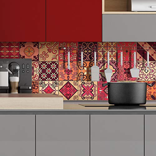 Ambiance Fliesensticker selbstklebend - Zementfliesen - Wanddekoration Sticker Tiles für Bad und Küche - Zementfliesen selbstklebend - 15x15 cm - 24 Stück von Ambiance