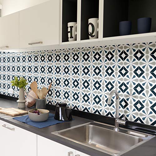 Ambiance Fliesensticker selbstklebend - Zementfliesen - Wanddekoration Sticker Tiles für Bad und Küche - Zementfliesen selbstklebend - 15x15 cm - 60 Stück von Ambiance Sticker