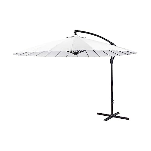 Ampelschirm Ø 300 cm weiß mit Kurbel Parasol Sonnenschirm Marktschirm Gartenschirm Alu Aluminium 3 m von PRO GARDEN