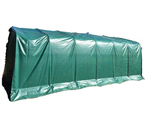AMBISPHERE Garagenzelt Festzelt Hochwertiges Lagerzelt mit 550g/m² PVC Plane und Stahlrohrkonstruktion UV-Resistente und feuerhemmende Zeltgarage in Grün 5 Jahre Garantie von Ambisphere