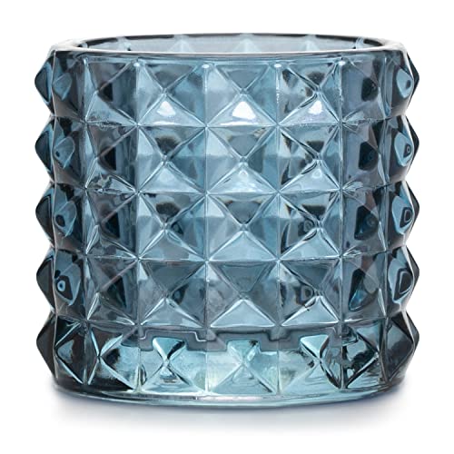 Teelichthalter aus Glas AmeliaHome Kerzenhalter Teelichtglas 7x6,5 cm Malaga Dunkelblau von AmeliaHome