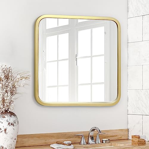 Americanflat 61cm Quadratischer Spiegel mit Goldenem Rahmen & Abgerundeten Ecken - Moderner Wandspiegel Groß für Badezimmer, Schlafzimmer & Wohnzimmer - Quadratischer Wandspiegel zur Wanddekoration von Americanflat