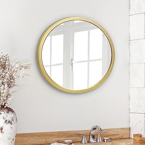 Americanflat 51 cm Gerahmter Gold Runder Spiegel - Gold Kreis Spiegel für Badezimmer, Schlafzimmer, Eingangsbereich, Wohnzimmer - Großer runder Spiegel für Wanddekoration von Americanflat