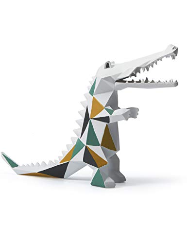 Amoy-Art Krokodil Skulpturen Arts Modern Dekor Figuren Tier Statue Wohnzimmer Kunst Polyresin Geschenk 27cm von HAUCOZE