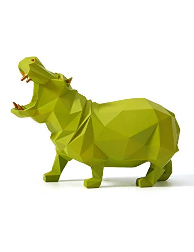 Amoy-Art Nilpferd Skulptur Arts Hippo Figuren Modern Dekor Statue Tier Geschenk Polyresin Wohnzimmer Kunst Grün 18cm von HAUCOZE