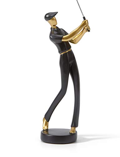 Amoy-Art Golfer Statue Golf Figuren Skulptur Modern Dekor Golfspieler Geschenk Wohnzimmer Kunst Polyresin Arts Schwarz 24cm von HAUCOZE