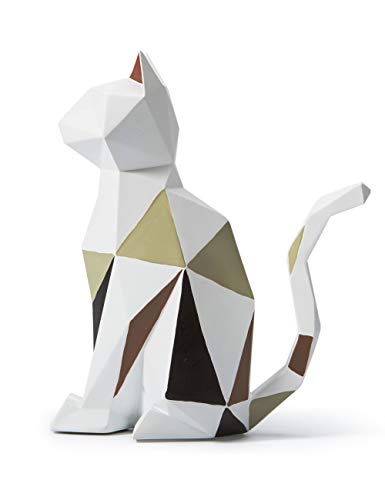 Amoy-Art Katze Skulptur Dekor Modern Statue Arts Tier Geschenk Wohnzimmer Kunst Polyresin Geometrisch Figuren 19cm von HAUCOZE