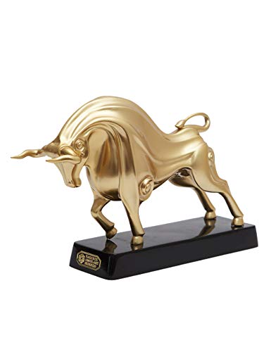 Amoy-Art Statue Stiere Skulptur Figuren Bull Geschenk Arts Polyresin Tier Dekor Gold 31cm von HAUCOZE