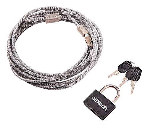 Am-Tech 3 m x 4 mm Security Cable und Padlock, T1695 von Amtech