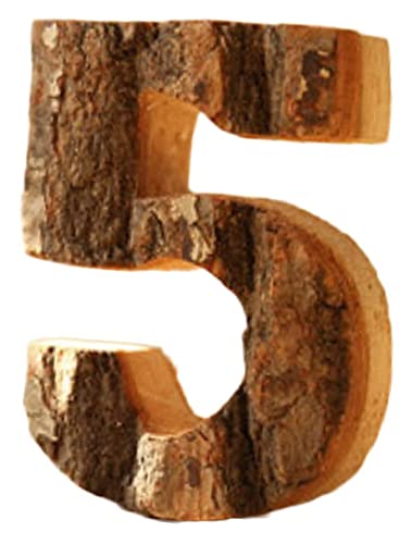 Anawakia Hölzerne Buchstaben A B C D E F G H I J K L M N O P Q R S T U V W X Y Z Vintage Massivholzrinde Holz Nummer Zahlen & 0 1 2 3 4 5 6 7 8 9 Retro DIY Dekoration (5) von Anawakia