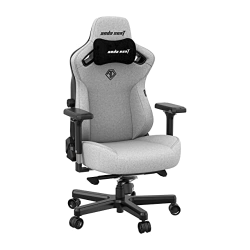 Anda Seat Kaiser 3 Großer Gaming-Stuhl - Ergonomischer Grauer Stoff-Gaming-Stuhl für Erwachsene, neigbarer Büro- und Gaming-Sitz, Gamer-Stuhl mit magnetischem Nackenkissen & Lendenwirbelstütze von Anda Seat