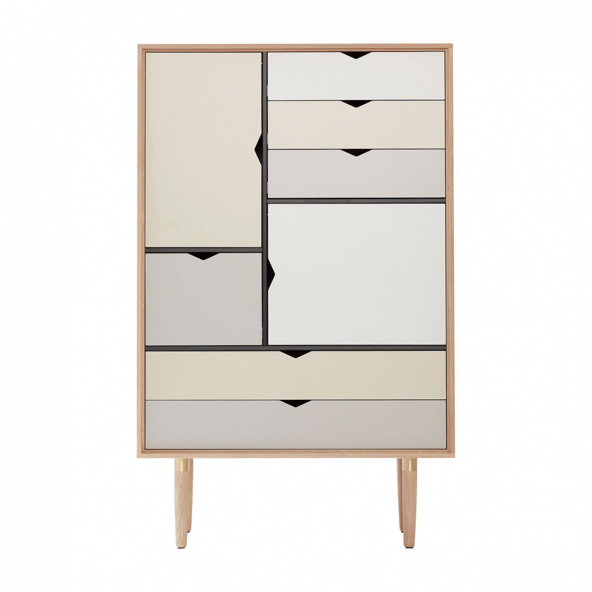 Andersen Furniture - S5 Highboard Fronten bunt - silberweiß/beige/metallgrau/eiche geseift/BxHxT 83x132x43cm von Andersen Furniture