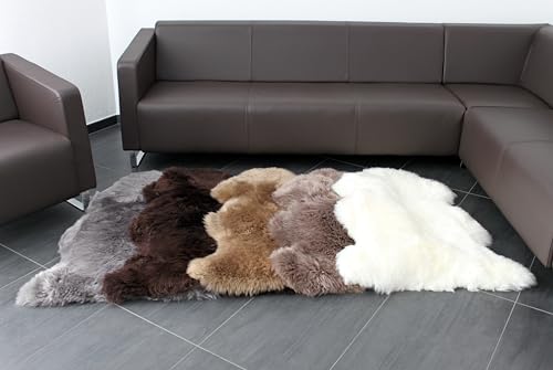 Andreas Dell Schaffell Echtes Weiß Naturfell Lammfell Teppich Fell Schafspelz Sheepskin Bettvorlager Sitzfell (Taupe, 100-110 cm) von Andreas Dell