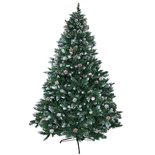 Weihnachtsbaum mit LED Beleuchtung IP44 / 8 Modi Fernbedienung / 6 Std. Timer/Speicher Funktion Christbaum Tannenbaum Klappsystem (Grün mit Schnee Effekt, 210cm) von Andreas Dell