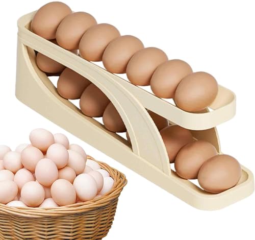 Angaekkot Eier Aufbewahrung Kühlschrank,Egg Dispenser Egg Holder Fridge,Rigwarl Rollender Eierhalter für den Kühlschrank,2 Schichten Automatisch Rollender Eierhalter,Rolldown-Eier-Organizer (1 pcs) von Angaekkot