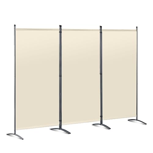 Angel Living Paravent 3tlg 250X170CM Sichtschutz Balkonbespannung Balkonsichtschutz Paravent Raumteiler Trennwand,Beige von Angel Living