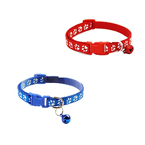 Angelkiss Katzenhalsband mit Glöckchen, Sicherheitsverschluss, Schnellverschluss, verstellbare Schnalle, Rot und Blau, 2 Stück von Angelkiss