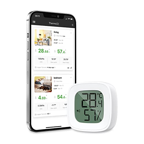 Ankilo (New Upgraded Kabelloses Thermometer Hygrometer Bluetooth genauer und empfindlicher Innenraumtemperatur-Feuchtigkeitssensor mit Datenexport für Haus Garage Gewächshaus Babyzimmer von Ankilo