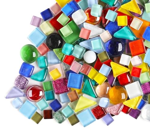 200g Kristall-Mosaik-Glasfliesen, Irregulär Bunte Kleine Mosaiksteine Glasstücke zum Basteln, Haus Deko(Gemischt) von Anktily