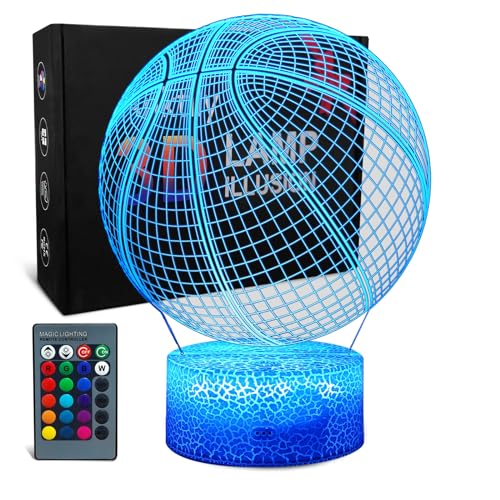 Basketball 3D Lampe Nachtlicht Illusionlampe für Kinder, 16 Farben Ändern Tischlampe mit Fernbedienung, Basketball Geburtstag für Sport Fan Jungen Mädchen von Anktily