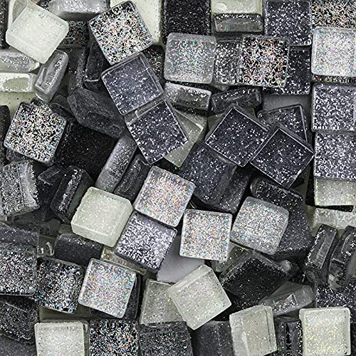Bunte Glasmosaikfliesen,Bulk-Quadrat Mosaiksteine Glitzerkristall Glasstücke,Glasfliesen Glassteine für Basteln, Haus Deko, 200g, 1 x 1 cm(Reinheit) von Anktily
