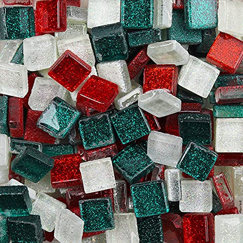 Bunte Glasmosaikfliesen,Bulk-Quadrat Mosaiksteine Glitzerkristall Glasstücke,Glasfliesen Glassteine für Basteln, Haus Deko, 200g, 1 x 1 cm (Vergangenheit) von Anktily