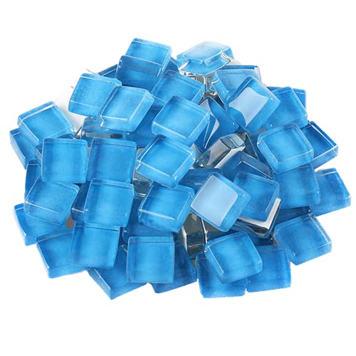 Glasmosaikfliesen Mosaiksteine, Bulk-Quadrat Glassteine Glasfliesen, Glasstücke für Basteln, Haus Deko,200 g, 1 x 1 cm(Blau) von Anktily