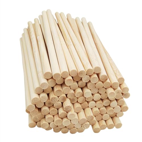Natürliche runde Bambus-Dübelstäbe, 0,8 cm, extra lang, unlackiert, Bambus-Bastelstäbe für Holzarbeiten, Kunstprojekte und Bastelarbeiten (20 cm lang), 100 Stück von Anktily