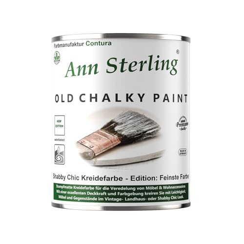 Ann Sterling Kreidefarbe Shabby Chic Farbe: Ivory/Wollweiß/Elfelnbein 1Kg. / 750ml. Lack Chalky Paint von Ann Sterling