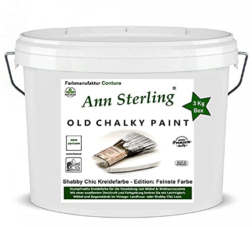 Ann Sterling XL 3Kg Kreidefarbe Shabby Chic Farbe: Chalky Oldwhite/Altweiß 3Kg. Lack Chalky Paint von Ann Sterling