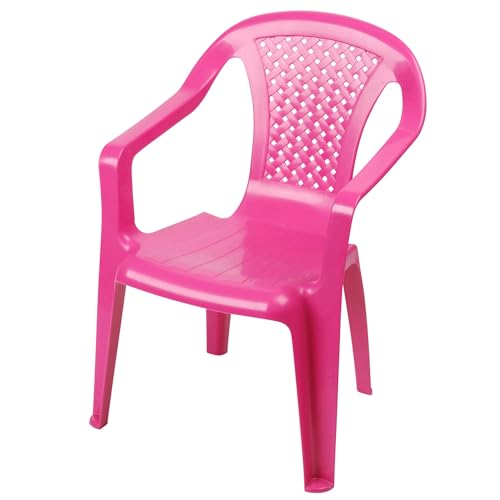 Kinderstuhl stapelbar aus Kunststoff - wetterfest - Gartenstuhl für Kinder - Stapelstuhl für Kinder - Spielstuhl - Kunststoffstuhl für Kinder - Kinderstuhl bis 25 kg Belastung Farbe Pink von Annastore