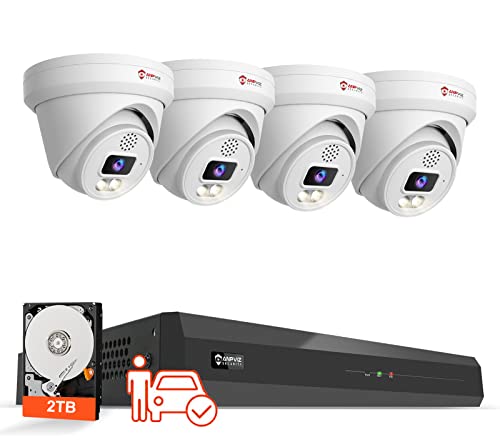 【Zwei-Wege Audio】Anpviz 8CH Metall PoE Überwachungskamera Set Aussen, 4K 8CH 2TB HDD NVR, 4X 6MP IP PoE Kamera Outdoor, Farbige/IR Nachtsicht, Personen/Autoerkennung, Alarm von Sirene & Licht(U Serie) von Anpviz