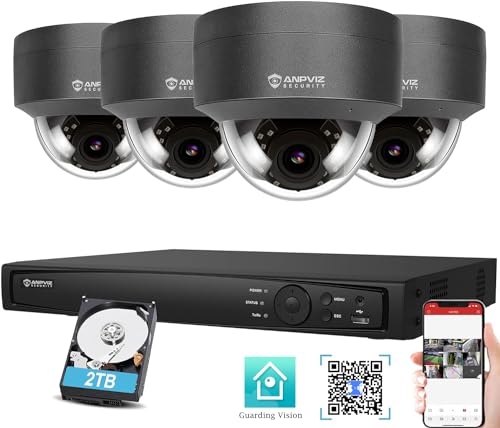 Anpviz 8CH Überwachungskamera Set, 4K NVR 5MP PoE Kamera Set mit 2TB HDD, 4X 5MP Überwachungskamera IP PoE Kamera System, 24/7 Aufnahme Innen Outdoor, IR Nachtsicht, IP66, Bewegungserkennung(H Serie) von Anpviz