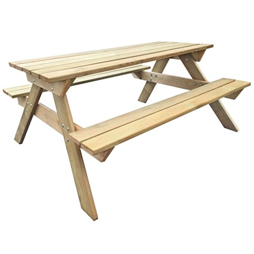 Anself Sitzgarnitur Picknicktisch aus Holz mit Sitzbänken 150 x 135 x 71,5 cm von Anself