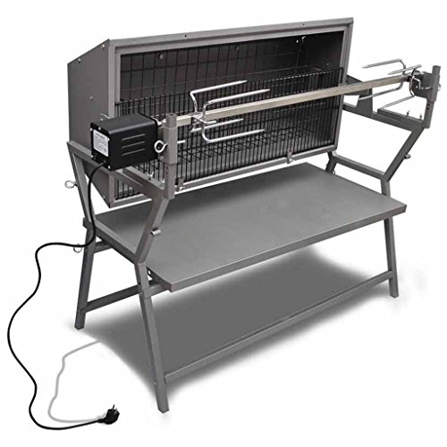 Grill Gartengrill mit Drehspieß aus Edelstahl 132 x 55 x 98 cm von Anself