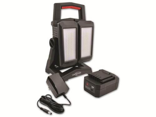 ANSMANN 60W LED Akku Arbeitsstrahler Powerbank-Funktion - Handlampe mit 4 Leuchtstufen bis 4500 Lumen, verstellbare Lampenköpfe, wiederaufladbarer Suchscheinwerfer für Handwerk, Baustelle, Werkstatt von Ansmann