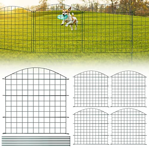 Ansobea Teichzaun, Teichzaun steckzaun mit 5 Zaunelemente und 6 Gartenzaun Metall, Befestigungsstäben zierzaun, Gitterzaun Set ür den Garten, Zaun für Hunde, Oberbogen von Ansobea