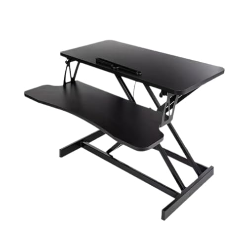 Multifunktionstisch Stehender Büro-Lesetisch, Anhebbarer Computertisch, Klapptisch, Pneumatischer Erhöhungs-Laptop-Tisch Bed Side Table (Color : Black, Size : A) von Anwat