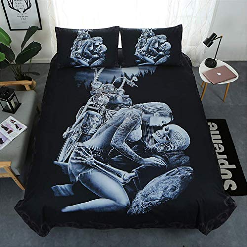 petsola Bettwäsche Set 3D Skull Thema Bettbezug Kissenbezüge Schlafzimmer Dekoration Bettwäsche-Sets Erwachsene und Jugendliche (Style 7#, 135x200cm) von petsola