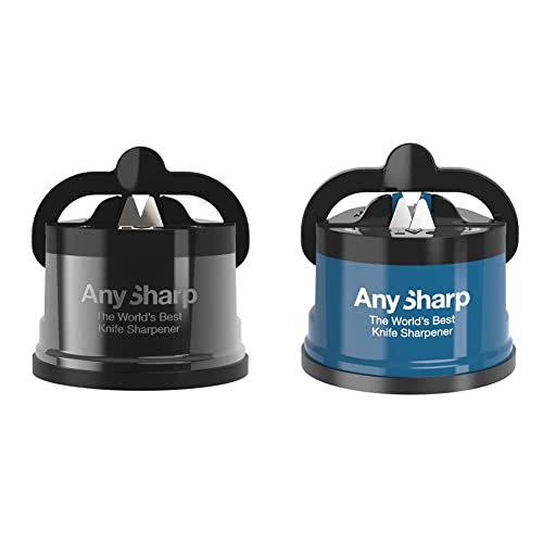 AnySharp Pro Messerschärfer (Metall) mit Saugnapf & Messerschaerfer mit Saugnapf, Blau von AnySharp