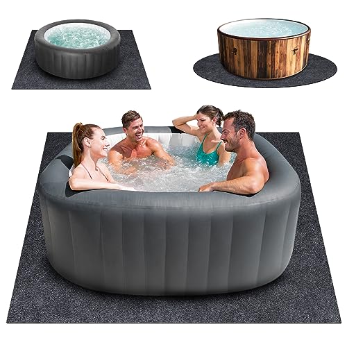 254,4 x 254,4 cm Whirlpool-Matte, extra groß, aufblasbar, für drinnen und draußen, wasserdichte, rutschfeste Unterseite, saugfähige Bodenschutzmatte, schützt Whirlpool-Pool vor Verschleiß von Aoebwpwi