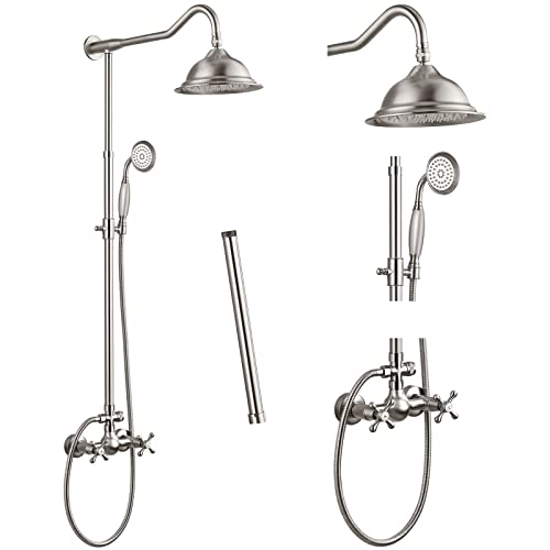 Aolemi Vintage Duscharmatur-Set ohne Wannenauslauf gebürsteter nickel von Aolemi