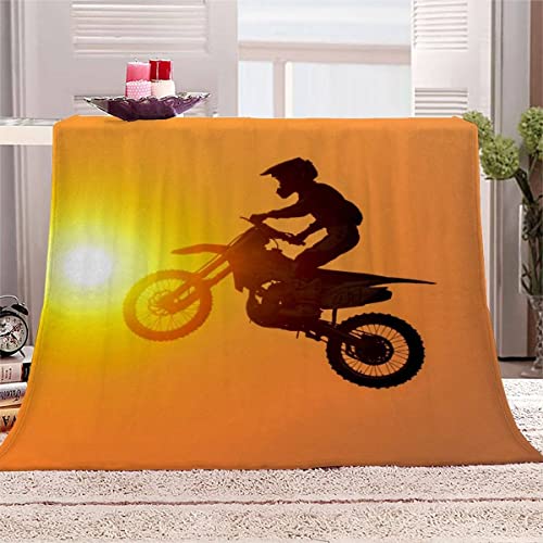 Motorrad Extremsport Kuscheldecke 180x220 cm Flanelldecke Sonnenuntergang flauschig Warme Microfaser Blanket Groß Tagesdecke Decke für Sofa und Bett Hochwertige Decke Sommer von Aolity