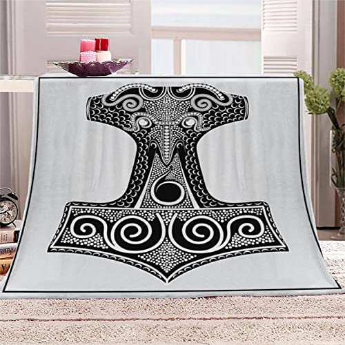 Wikinger Hammer Von Thor Kuscheldecke 180x220 cm Flanelldecke Vikings Keltisch flauschig Warme Microfaser Blanket Groß Tagesdecke Decke für Sofa und Bett Hochwertige Decke Sommer von Aolity