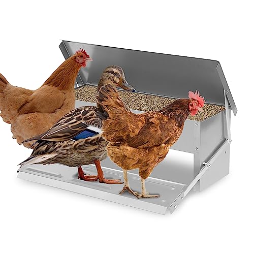 Aopunly 1x Futterautomat für hühner Geflügel mit Deckel Futterspender, 5kg Fußpedal selbstöffnender Futtertrog automat hühnerfutter von Aopunly
