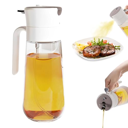 Aoreun 2-in-1-Multifunktions-Ölflasche, 550ml Ölsprüher für Speiseöl Öl Sprühflasche Glas Ölspray zum Kochen Ölsprüher für Die Küche für Salate, Kochen, Backen, Pasta, BBQ, Heißluftfritteuse von Aoreun